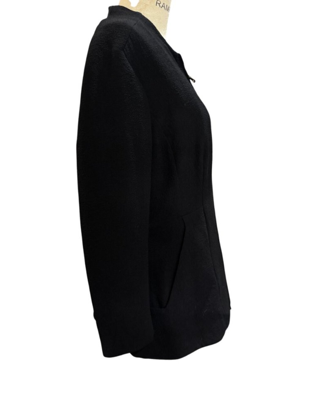 MM.LaFleur The Higgins Jacket Staccato Black Textured Zip Blazer Medium - Picture 6 of 7